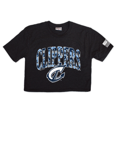 Columbus Clippers Where I'm From Women's Blue Camo Crop Top