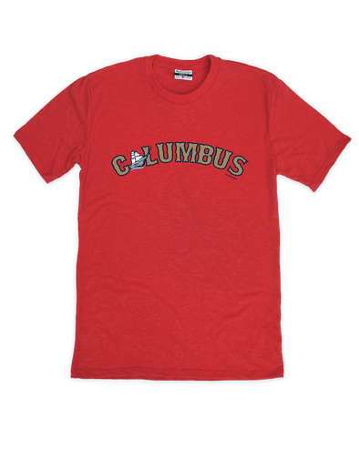 Columbus Clippers Where I'm From Red Gold Jersey Front Tee